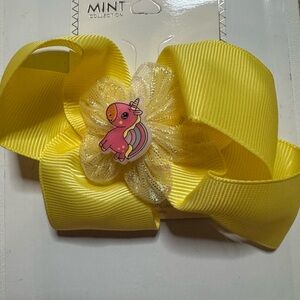 New MINT unicorn hair bow clip